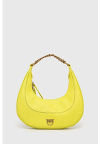 Pinko torebka skórzana kolor żółty. Kolor: żółty. Materiał: skórzane