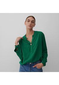 Reserved - Bluzka z wiskozy - Zielony. Kolor: zielony. Materiał: wiskoza