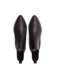 Kazar - Ciemnobrązowe skórzane sztyblety damskie. Kolor: brązowy. Materiał: skóra #2