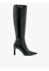 Ryłko - Czarne kozaki na obcasie. Zapięcie: zamek. Kolor: czarny. Materiał: skóra. Obcas: na obcasie. Styl: street. Wysokość obcasa: średni #1