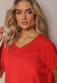 Renee - Czerwona T-shirtowa Sukienka Pudełkowa z Elastycznej Bawełny Ellensa. Kolor: czerwony. Materiał: bawełna. Styl: wakacyjny. Długość: mini #2