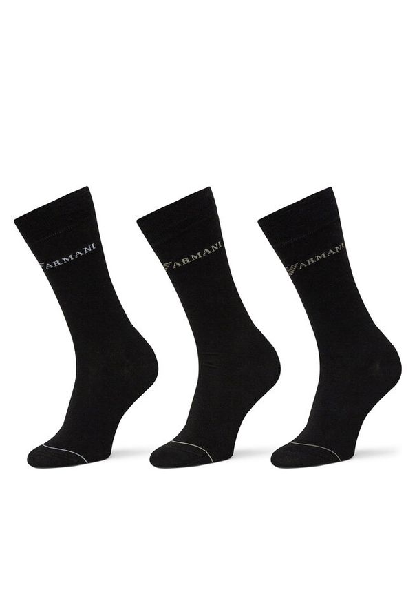 Zestaw 3 par wysokich skarpet męskich Emporio Armani. Kolor: czarny
