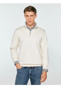 Big-Star - bluza męska ze stójką perłowa marcell 103. Typ kołnierza: kołnierzyk stójkowy. Kolor: kremowy. Materiał: bawełna, dzianina. Styl: klasyczny #1