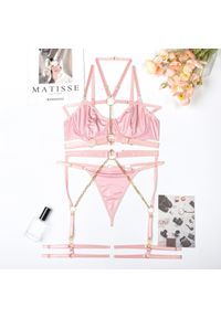 Intica - Komplet bielizny z łańcuszkami na romantyczne wieczory Serin. Kolor: różowy. Materiał: materiał