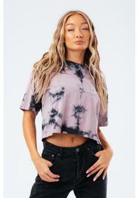 Hype t-shirt damski kolor fioletowy. Kolor: fioletowy. Materiał: materiał, dzianina