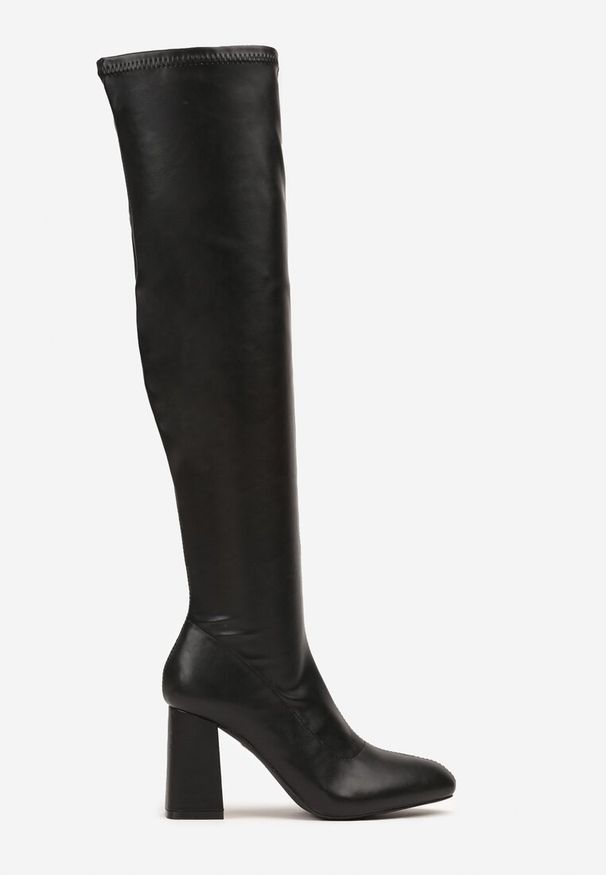 Born2be - Czarne Kozaki Vices na Stożkowym Obcasie Lavie. Okazja: na co dzień. Kolor: czarny. Materiał: jeans. Obcas: na obcasie. Styl: elegancki, casual. Wysokość obcasa: średni