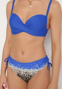 Born2be - Niebieskie Bikini Biustonosz i Majtki Figi z Dodatkową Narzutką w Panterkę Pasalitia. Kolor: niebieski. Wzór: motyw zwierzęcy