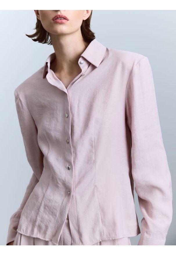 Reserved - Koszula z modalu - pastelowy róż. Kolor: różowy