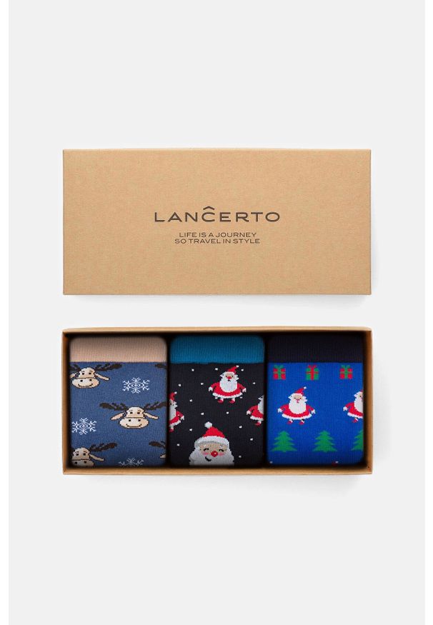 Lancerto - Zestaw 3 Par Skarpet Świątecznych. Materiał: elastan, bawełna, dzianina, poliamid. Wzór: kolorowy
