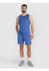 4f - 4F Tank top treningowy szybkoschnący męski - niebieski M. Kolor: turkusowy. Materiał: materiał, włókno, elastan, syntetyk. Wzór: ze splotem. Sport: fitness