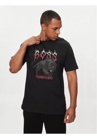 BOSS - Boss T-Shirt TeePantera 50510223 Czarny Regular Fit. Kolor: czarny. Materiał: bawełna. Wzór: motyw zwierzęcy