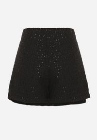 Born2be - Czarne Spódnico-Szorty z Wełną i Cekinami Fedara. Okazja: na co dzień. Kolor: czarny. Materiał: wełna. Styl: klasyczny, casual #5