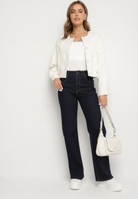 Born2be - Niebieskie Jeansy z Wysokim Stanem i Prostą Nogawką Hinattia. Okazja: na co dzień. Stan: podwyższony. Kolor: niebieski. Styl: casual, elegancki #7
