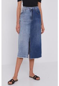 Beatrice B Spódnica jeansowa midi prosta. Okazja: na co dzień. Kolor: niebieski. Materiał: jeans. Styl: casual #3