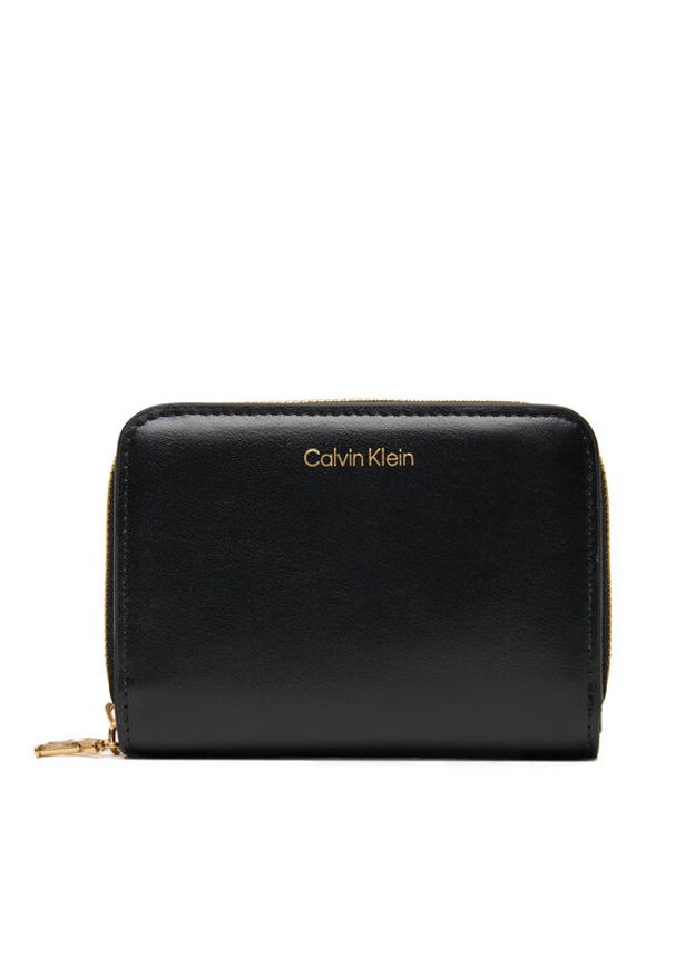 Calvin Klein Mały Portfel Damski Ck Medium Flap Zip Around LV04F1075G Czarny. Kolor: czarny. Materiał: skóra