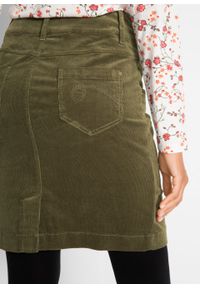 Spódnica sztruksowa ze stretchem bonprix ciemnooliwkowy. Kolor: zielony. Materiał: sztruks #7