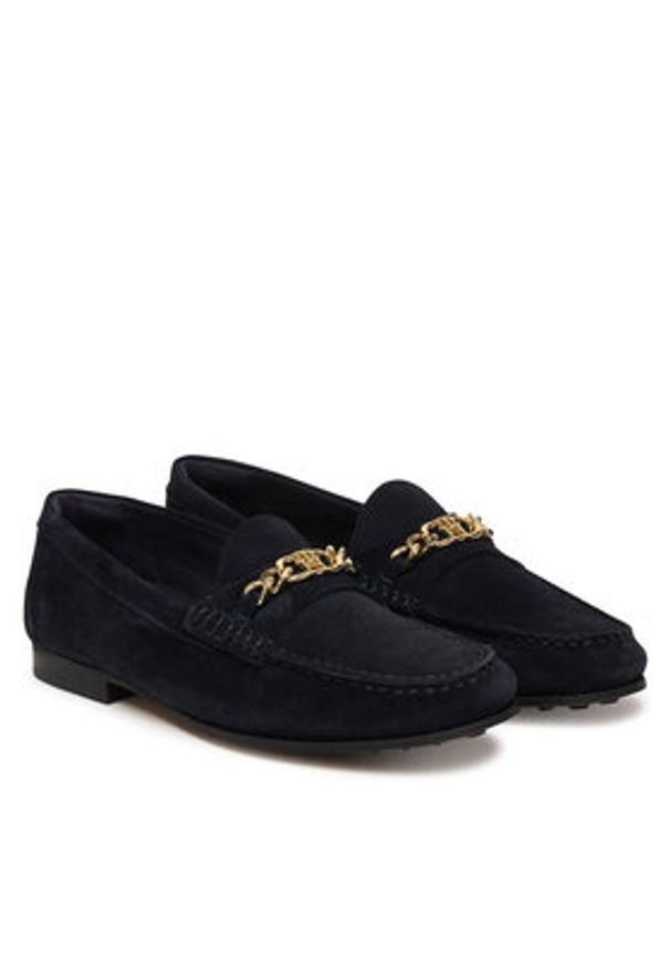 TOMMY HILFIGER - Tommy Hilfiger Mokasyny Th Chain Suede Loafer FW0FW09327 Granatowy. Kolor: niebieski. Materiał: skóra, zamsz
