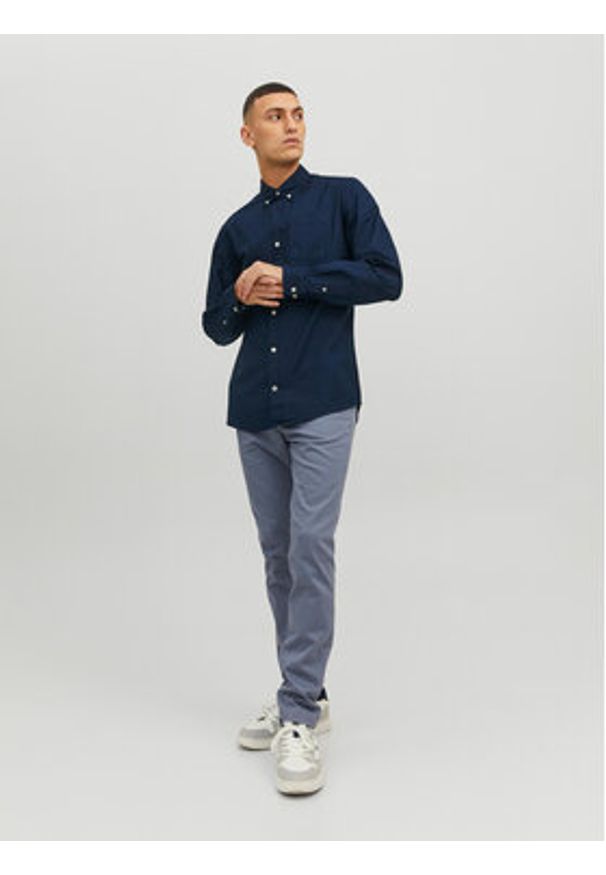 Jack & Jones Koszula 12182486 Granatowy Slim Fit. Kolor: niebieski. Materiał: bawełna