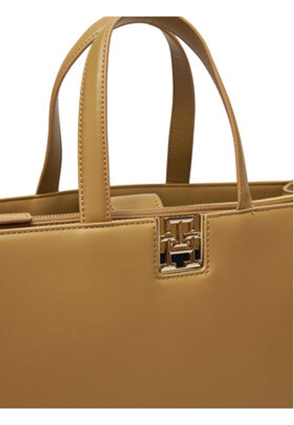 TOMMY HILFIGER - Tommy Hilfiger Torebka Reset Satchel AW0AW16296 Brązowy. Kolor: brązowy. Materiał: skórzane
