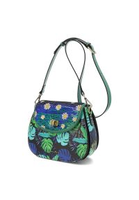 Zielona Elegancka Damska Torebka Laura Vita. Kolor: zielony. Wzór: kwiaty, aplikacja, kolorowy. Materiał: z tłoczeniem, zdobione. Styl: elegancki #4
