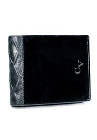 4U CAVALDI - Portfel męski czarno-srebrny Cavaldi N7-IVT BLACK. Kolor: czarny, srebrny, wielokolorowy