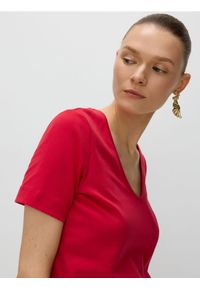Reserved - T-shirt z merceryzowanej bawełny - czerwony. Kolor: czerwony. Materiał: bawełna #1