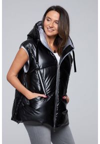 DIEGO M Czarna kurtka puchowa z odpinanymi rękawami, Rozmiar 34 EU - 38 IT. Kolor: czarny. Materiał: puch #6