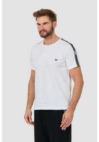 Emporio Armani - EMPORIO ARMANI Biały męski t-shirt bande logo, Rozmiar XL. Kolor: biały #5