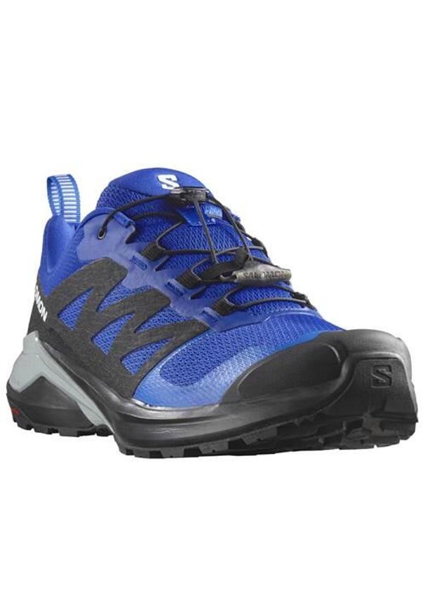 salomon - Buty do biegania męskie Salomon X-adventure. Kolor: niebieski, wielokolorowy. Materiał: materiał, syntetyk. Szerokość cholewki: normalna. Sport: bieganie