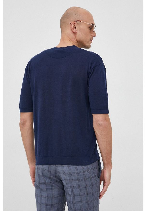 Liu Jo t-shirt bawełniany męski kolor granatowy. Kolor: niebieski. Materiał: bawełna. Wzór: gładki