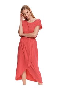 TOP SECRET - Sukienka bawełniana midi. Kolor: różowy. Materiał: bawełna. Długość rękawa: krótki rękaw. Typ sukienki: kopertowe. Długość: midi #5