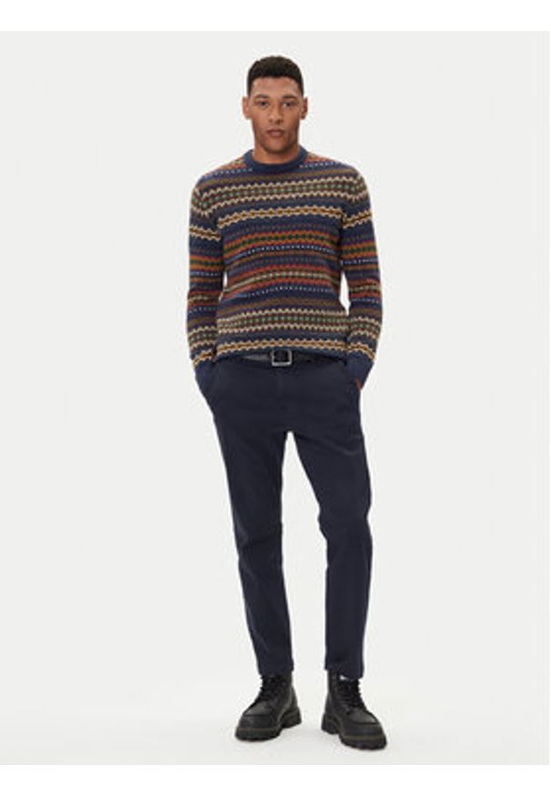 Barbour Sweter Case Fair MKN1027NY72 Granatowy Regular Fit. Kolor: niebieski. Materiał: wełna