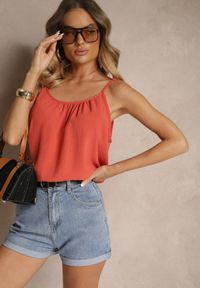 Renee - Różowy Basicowy Top z Bawełną Thireldi. Kolor: różowy. Materiał: bawełna. Sezon: lato #3