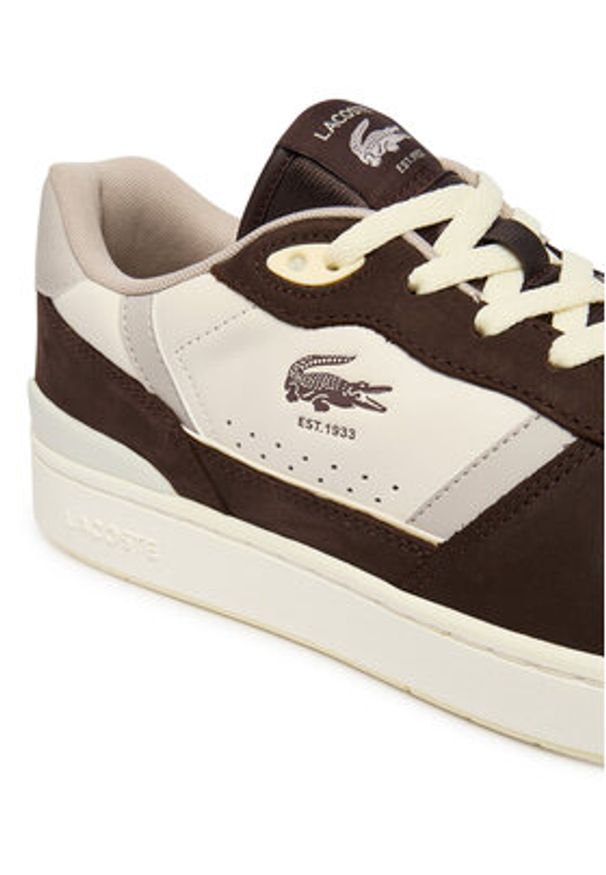 Lacoste Sneakersy T-Clip Set 51SMA0100 Brązowy. Kolor: brązowy. Materiał: skóra