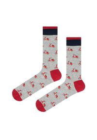 His Story - Tematyczne Skarpetki Bawełniane - Skutery na Popielatym Tle. Kolor: szary. Materiał: elastan, bawełna, poliamid #2