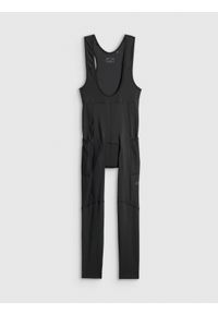 4f - 4F Długie spodnie kolarskie z szelkami damskie - czarne XL. Kolor: czarny. Materiał: włókno, skóra, materiał. Długość: długie. Sport: kolarstwo #1