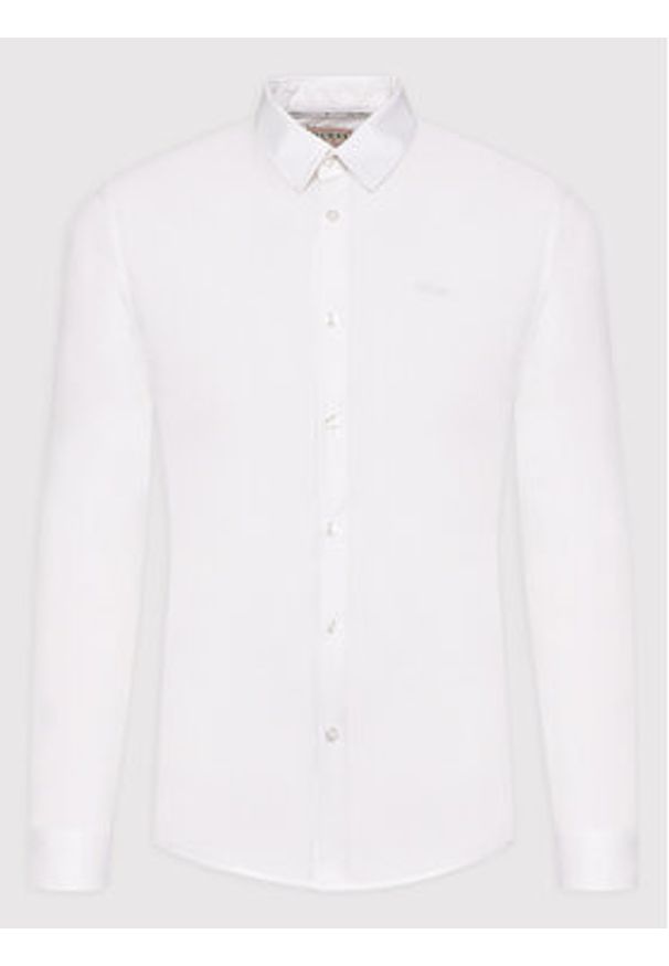 Guess Koszula Sunset M1YH20 W7ZK1 Biały Slim Fit. Kolor: biały. Materiał: bawełna