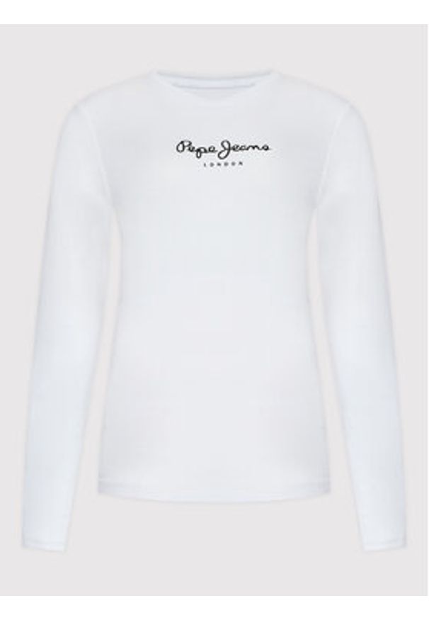 Pepe Jeans Bluzka New Virginia PL505203 Biały Slim Fit. Kolor: biały. Materiał: bawełna