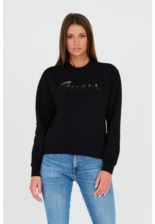 Guess - GUESS Czarna damska bluza z cyrkoniami, Rozmiar XS. Kolor: czarny
