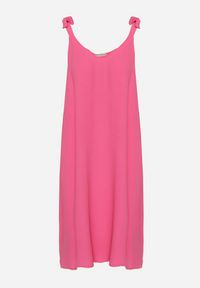 Born2be - Fuksjowa Midi Sukienka na Wiązanych Ramiączkach o Trapezowym Fasonie Urttica. Kolor: różowy. Długość rękawa: na ramiączkach. Typ sukienki: trapezowe. Długość: midi #3