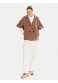 Weekend Max Mara Płaszcz wełniany Pera 2525086021 Brązowy Regular Fit. Kolor: brązowy. Materiał: wełna