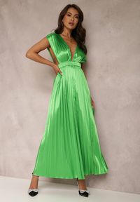 Renee - Zielona Sukienka Lasthia. Kolor: zielony. Długość rękawa: na ramiączkach. Wzór: aplikacja. Styl: elegancki. Długość: maxi #1