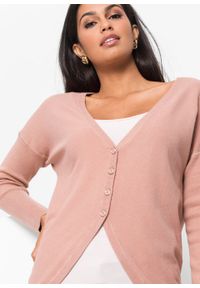 Sweter rozpinany bonprix stary jasnoróżowy. Kolor: różowy. Styl: retro #3