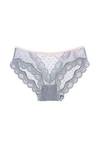 Intica - Koronkowe majtki z strapsami na specjalne okazje Xumar. Kolor: szary. Materiał: koronka. Wzór: koronka