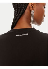 Karl Lagerfeld - KARL LAGERFELD Bluza 245W1813 Czarny Regular Fit. Typ kołnierza: dekolt w karo. Kolor: czarny. Materiał: bawełna