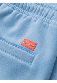 Ombre Clothing - Szorty dresowe unisex ze ściągaczem w pasie – błękitne V8 OU-SRBC-0101 - XL/XXL. Kolor: niebieski. Materiał: dresówka. Wzór: aplikacja. Styl: sportowy #7