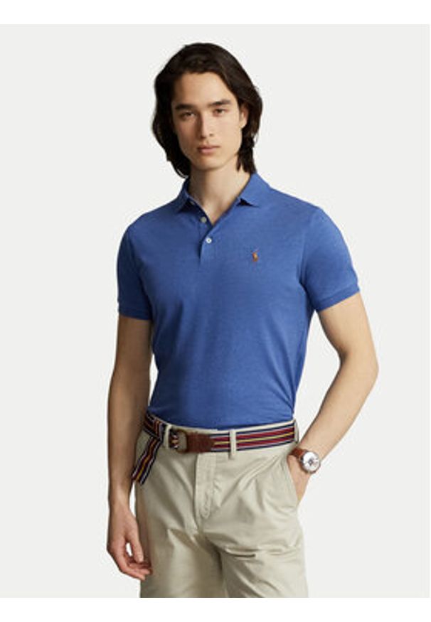 Polo Ralph Lauren Polo 710713130008 Niebieski Custom Slim Fit. Typ kołnierza: polo. Kolor: niebieski. Materiał: bawełna