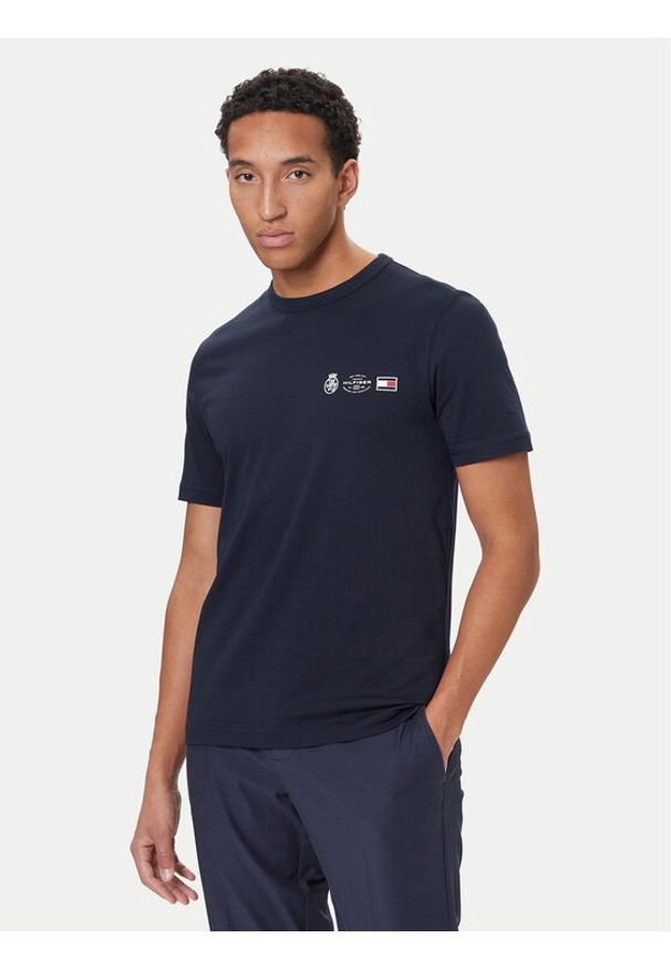 TOMMY HILFIGER - Tommy Hilfiger T-Shirt MW0MW40011 Granatowy Regular Fit. Kolor: niebieski. Materiał: bawełna