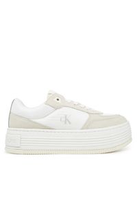 Calvin Klein Jeans Sneakersy Bold Flatf Low Lace Mix YW0YW01742 Biały. Kolor: biały. Materiał: skóra, zamsz