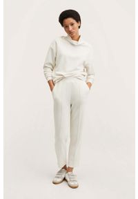 mango - Mango spodnie Maxime2 damskie kolor beżowy. Stan: podwyższony. Kolor: beżowy. Materiał: włókno #7
